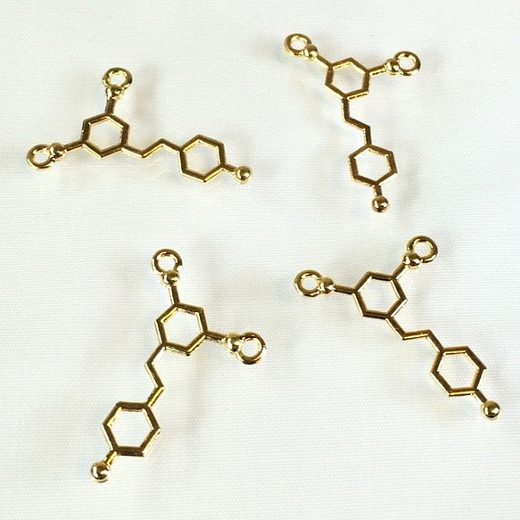 分子構造 理系チャーム(4個) ゴールド 【D】102UV170 1枚目の画像