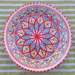 イタリア＆北アフリカ伝統万能絵付皿　食欲増進、ベルベルの赤　Nabeul平皿20cm#27 1枚目の画像
