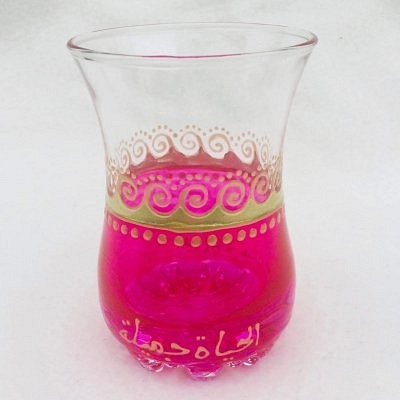 チャイグラス☆チュニジア☆アラビアンナイトの世界　ピンク  55c-1 1枚目の画像