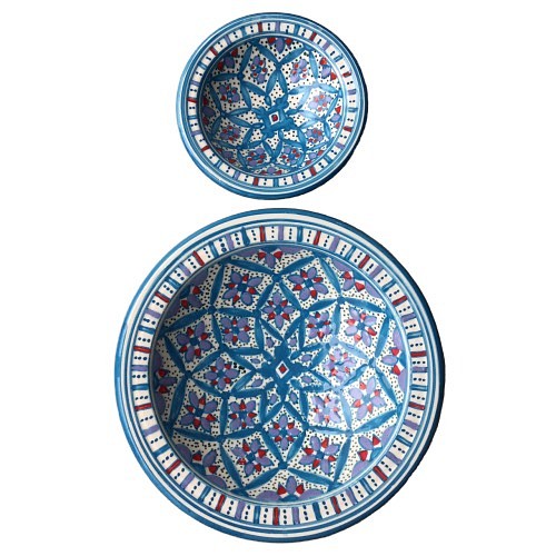 イタリア＆チュニジア人が大好きな手書き絵付けのかわいい万能皿　クスクス皿　セット 55 1枚目の画像