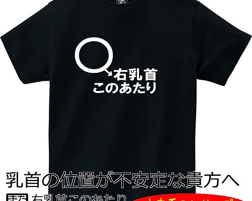 おもしろ文字系Ｔシャツ】右乳首このあたり＜＜まめた本舗＞＞ Tシャツ