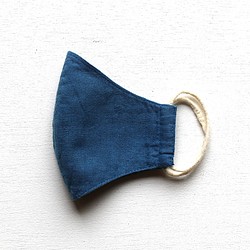 正藍染の夏用布マスク　綿麻　ダブルガーゼ 1枚目の画像