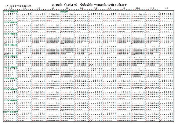 未来のカレンダー 令和元年 令和10年までの10年分のカレンダー サイズ 令和 万葉集 2枚で カレンダー 空の部屋 通販 Creema クリーマ ハンドメイド 手作り クラフト作品の販売サイト