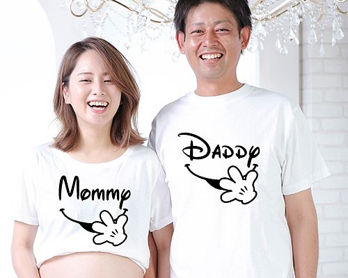 2枚セット♪マタニティフォトＴシャツ ベビーシャワー 撮影 名入れＴ