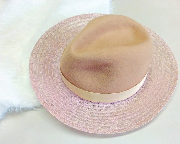 pink×beige hat 1枚目の画像