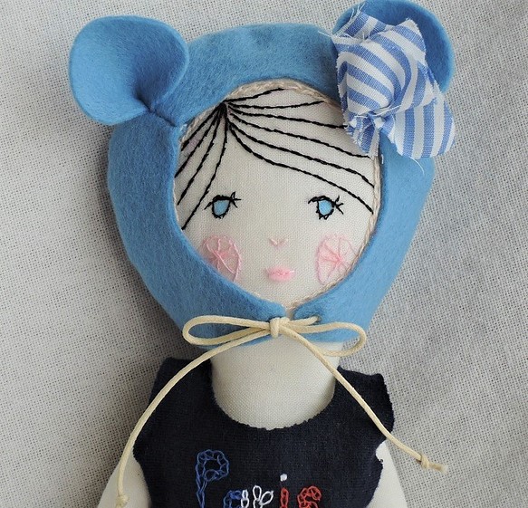 ブルー帽doll・トリコロール刺繍カットソー＆ブルマハーフパンツ 1枚目の画像