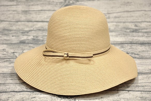 現代簡約淑女帽 #J40 沙灘色 紙編帶 紙線 環保素材【紙在乎你 Natural Club】 第1張的照片