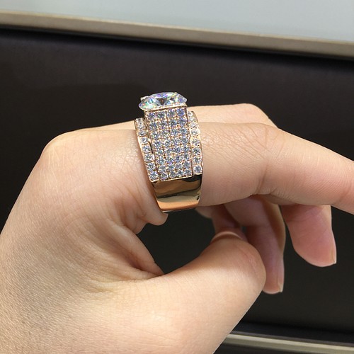 newデザイン】最高級 モアサナイト ダイヤ メンズ リング K18PG 指輪 