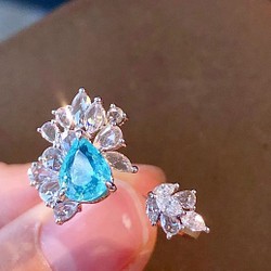 天然パライバトルマリン ダイヤ ピアス1.8ct k18 ¥ - アクセサリー