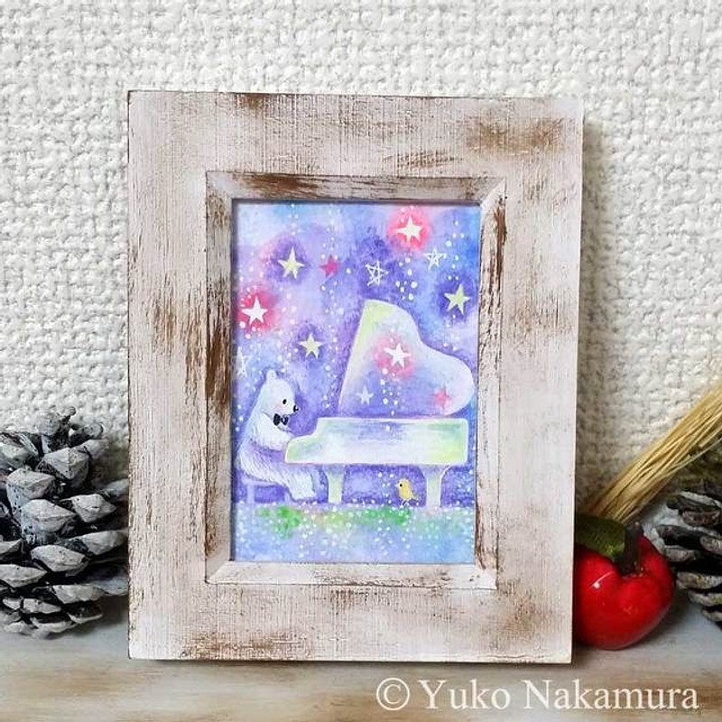 原画 絵画 青い街 オイルパステル ガッシュ 額装済み - 絵画/タペストリー