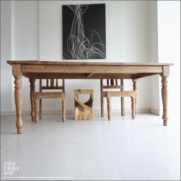 テーブル 無垢 天然木チーク材