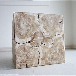 無垢 チークブロックスツール 椅子 イス ベンチ チェア ナチュラル 手作り家具 チェア 銘木 無垢材家具 送料無料 1枚目の画像