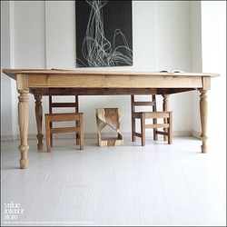 チーク無垢材 ダイニングテーブルBOL 食卓テーブル 机 チーク材 手作り 天然木 ナチュラル 世界三大銘木 古材家具 1枚目の画像