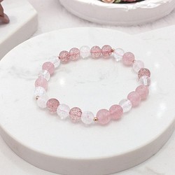 【愛情系列】草莓晶 白水晶 天然水晶手鏈 第1張的照片
