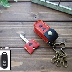 【１個限定セール】【HONDA-Nシリーズ用】【赤×黒】ボタンが押せるスマートキーケースとキーカバーのセット【送料無料】 1枚目の画像