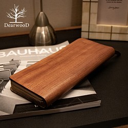 DearwooD(ディアウッド）木製 スリム長財布 長財布 ブビンガ 牛革