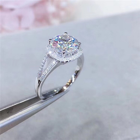 newデザイン】輝くモアサナイト ダイヤモンド リング K18WG - 指輪・リング