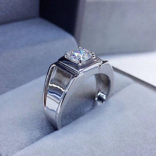 1カラット 】輝く モアサナイト ダイヤ メンズ リング K18WG 指輪 