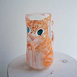 ねこっぷ[赤茶×クリア]土井朋子　茶トラ猫cat cup 1枚目の画像