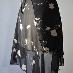 バレエ　ラップスカート[フラワー・ブラック] W031flowerblack 1枚目の画像