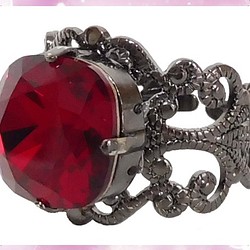 哥特式施華洛世奇戒指免費尺寸紅色紅色戒指哥特式洛麗塔朋克V配件 第1張的照片