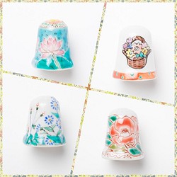 九谷焼シンブル（kutani thimble) 花詰め合わせ 4種類+お好きなタッセルを一つ - 置物