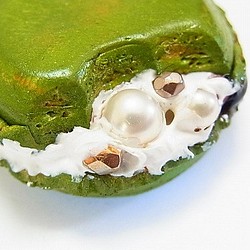 蛋白杏仁餅乾袋魅力綠茶[由香守屋]皮革皮具套房霜鑰匙扣 第1張的照片