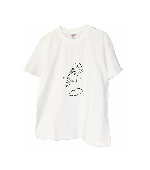 浮かぶ女の子イラストtシャツ Evus De
