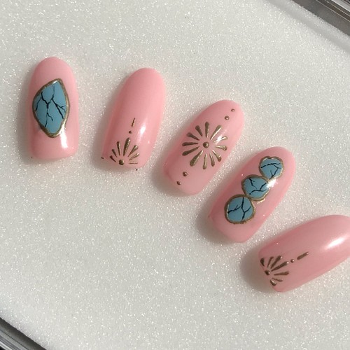 手書き 大理石 アート ピンク お出かけ おしゃれ ネイルチップ ネイルシール Yuna Nails 通販 Creema クリーマ ハンドメイド 手作り クラフト作品の販売サイト