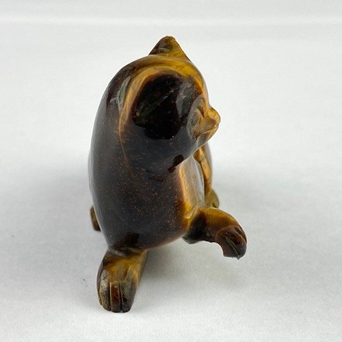 レトロ ねこの彫り物【 タイガーアイ/タイガーズアイ 】日本製 猫目石 