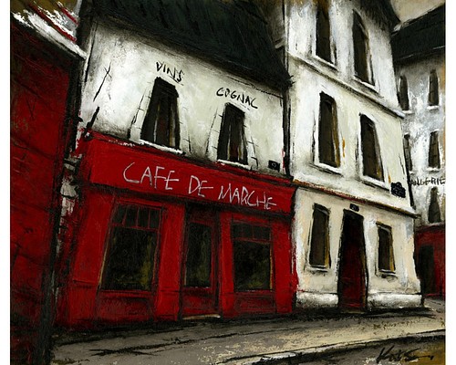 CAFE DE MARCHE／風景画・油絵・パリ 絵画 Katsu Arts 通販｜Creema