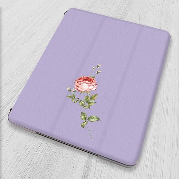 再販2♪『一輪の薔薇』パープル♬タブレットケース iPad mini6 10.2第9