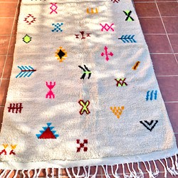 モロッコ ラグ カーペット 絨毯 アジラル ベニワレン ダイヤ カラフル - ラグ