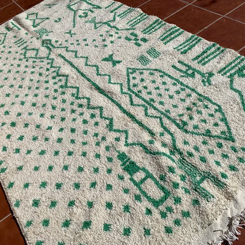 モロッコ ラグ カーペット 絨毯 アジラル ベニワレン グリーン 11