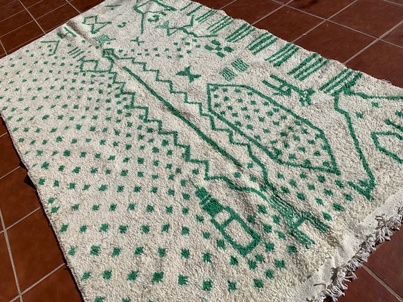 モロッコ ラグ カーペット 絨毯 アジラル ベニワレン グリーン 11