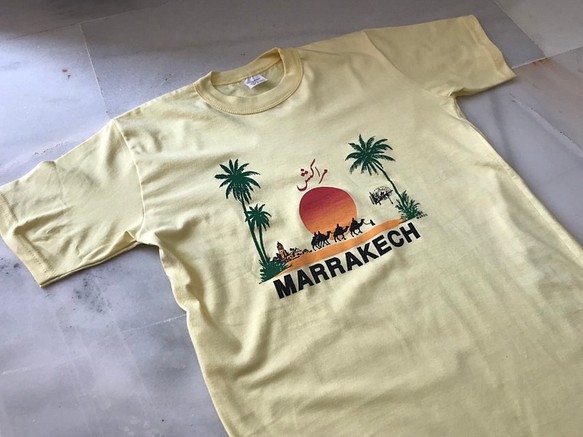 モロッコ マラケシュTシャツ 黄色 S-M 7 1枚目の画像