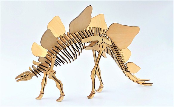 雷雕木質 立體3D拼圖DIY模型 擺飾 禮品 裝飾  侏儸紀 恐龍 劍龍2.0 第1張的照片