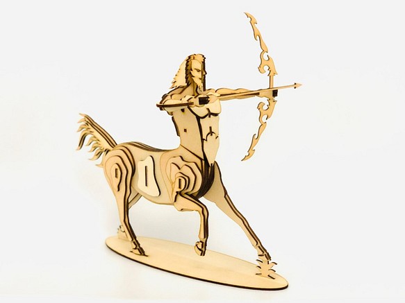 雷雕木質 立體3D拼圖DIY模型 擺飾 禮品 裝飾 射手座 半人馬 第1張的照片