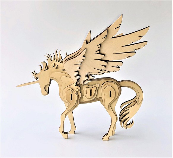 雷雕木質 立體3D拼圖DIY模型 擺飾 禮品 裝飾 天馬 飛馬 第1張的照片