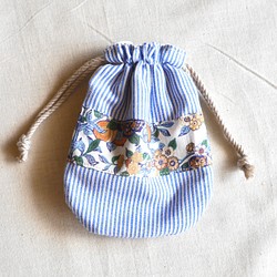 リバティの小さな巾着✨ストライプ× Orchard オーチャード 1枚目の画像