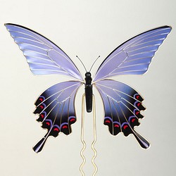 蝶（ミヤマカラスアゲハ）のかんざし（パープル） 1枚目の画像