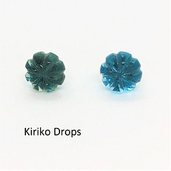 Kiriko Drops  ベネチアガラス 切子ピアス  (青緑)  YA-002 1枚目の画像