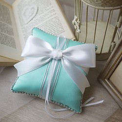 [純粋な愛の手メモ]手作りのリング枕の提案/バレンタインデー/結婚式の小さなもの/家の装飾-ティファニーブルー 1枚目の画像