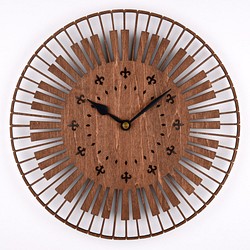 木の壁掛け時計E 鍵盤（木製ウォールクロック） 1枚目の画像