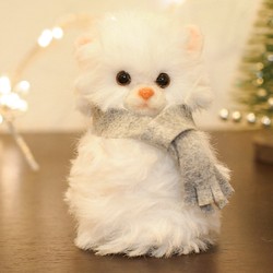 通年飾れる！＊雪だるま風＊ふわふわ白猫のインテリア(羊毛フェルト) 1枚目の画像