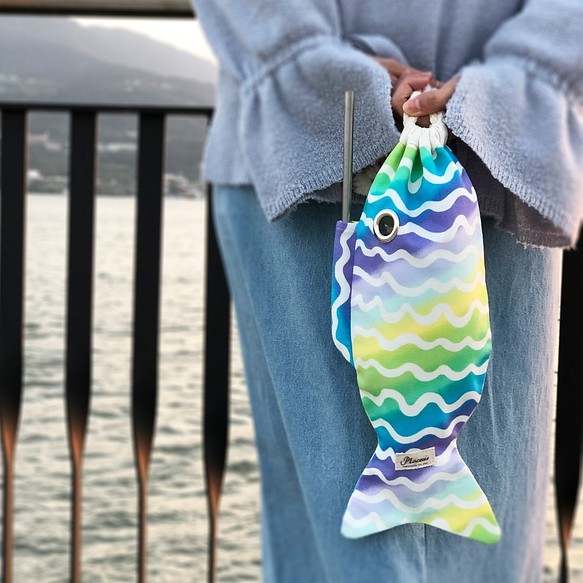 海龜好朋友 隨身環保袋-藍色海浪  Eco-friendly reusable cloth bag 第1張的照片