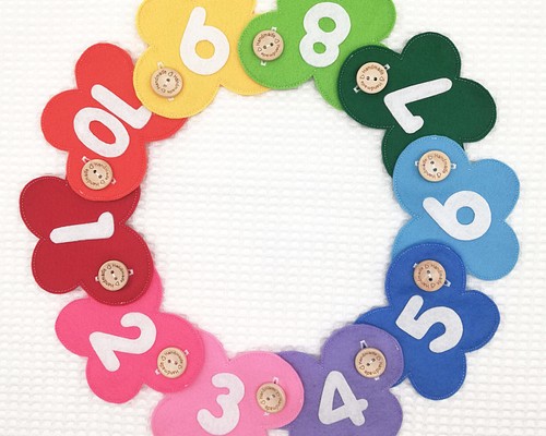 １０色ちょうちょ つなぎ遊び ボタン練習 数字 知育玩具【10枚