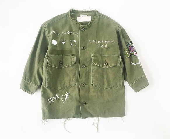 military shirt Kid's Size (手刺繍,カスタム,キッズ,ミリタリー