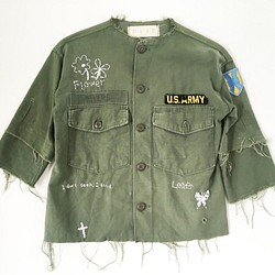 military shirt　Kid's Size（手刺繍,カスタム,キッズ,ミリタリー,シャツ） 1枚目の画像