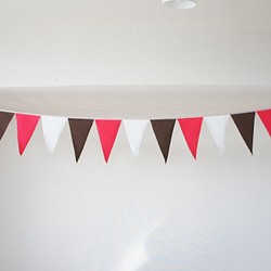 布ガーランド フラッグ 旗 結婚式 誕生日 パーティー キャンプ 飾り 店舗装飾 ピンクブラウン 特注 1枚目の画像